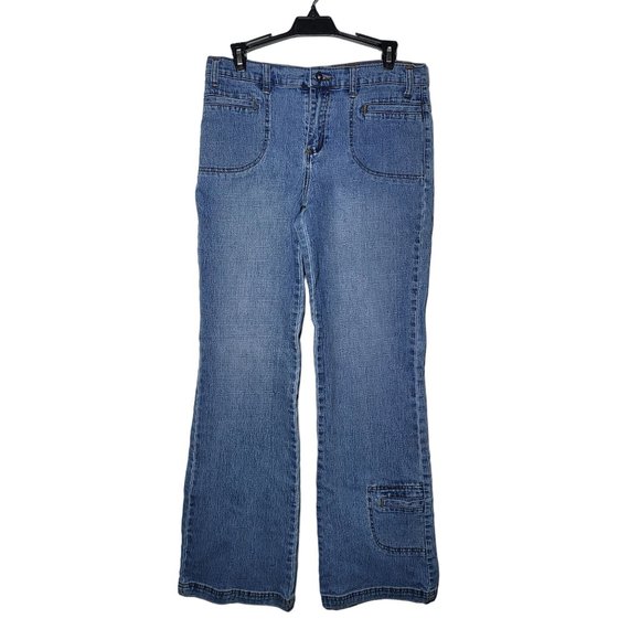 Shakira Jeans Juniors Flare Leg Medium Wash Denim Blue Jeans Size 13 Y2K Pockets - Picture 1 of 11
